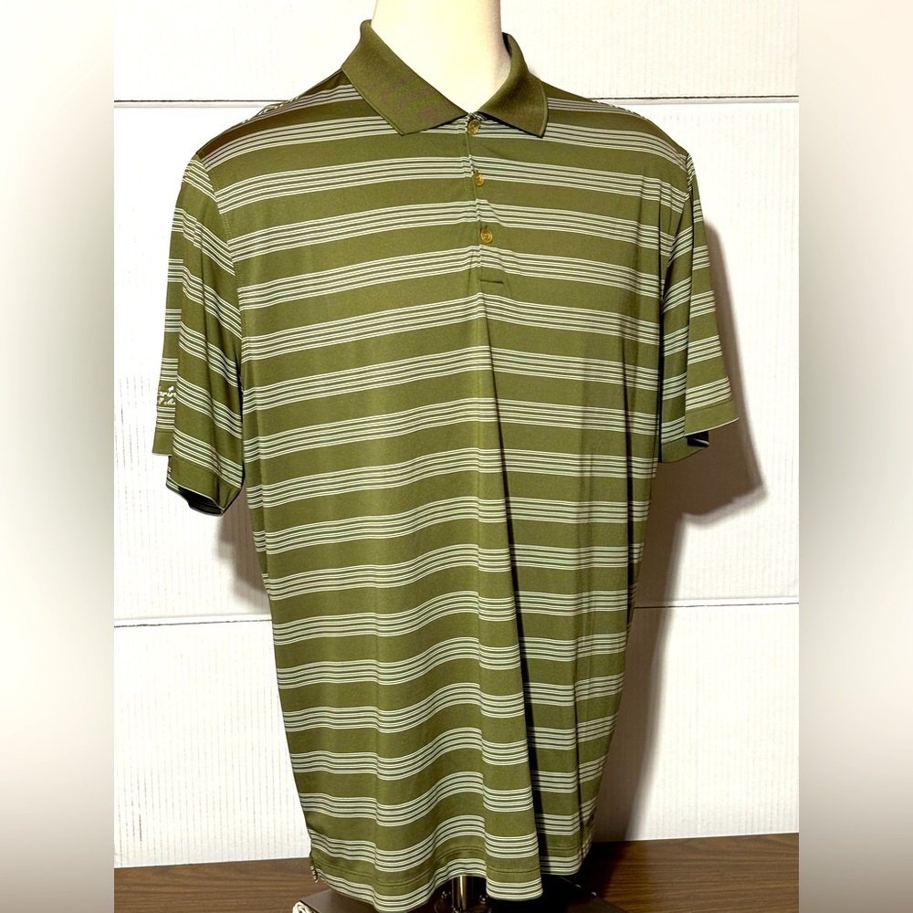 Nike Golf High Performance XXL Dri Fit Green Striped Polo Shirt